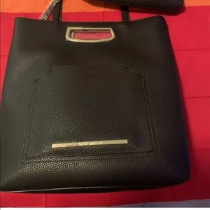 Steve Madden Black Faux Leather Large Purse Tote